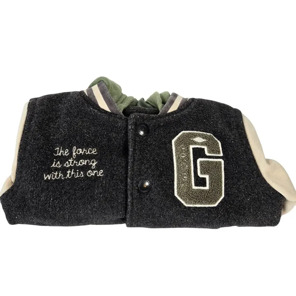 GAP x Star Wars Grogu Letterman Jacket Green Hood with Ears Size 18-24 months